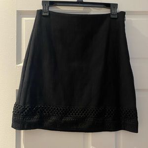 Ann Taylor LOFT Black Skirt with Embroidered Bottom